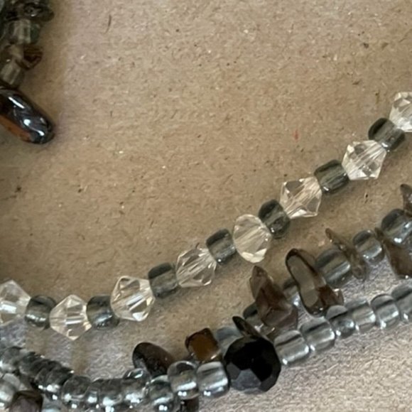 Chicos Gorgeous Amethyst Chip Necklace base metal with Glass Beads Pearls - Picture 6 of 9